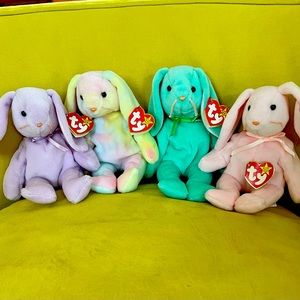 COPY - TY Rabbit Beanie Babies. Hippity, Hoppity, Floppity and Hippie.